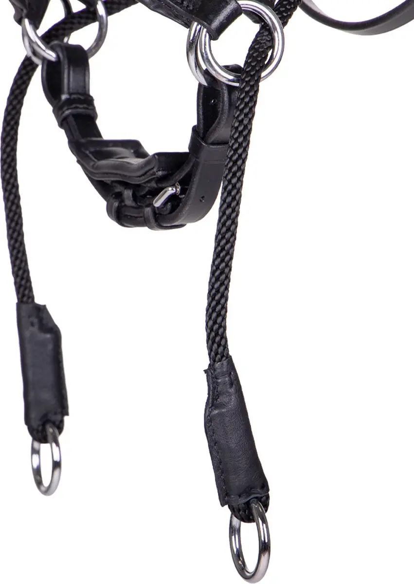 QHP Bitloos Hoofdstel Thunderbolt - Maat Pony - Zwart - afbeelding 3 van 6