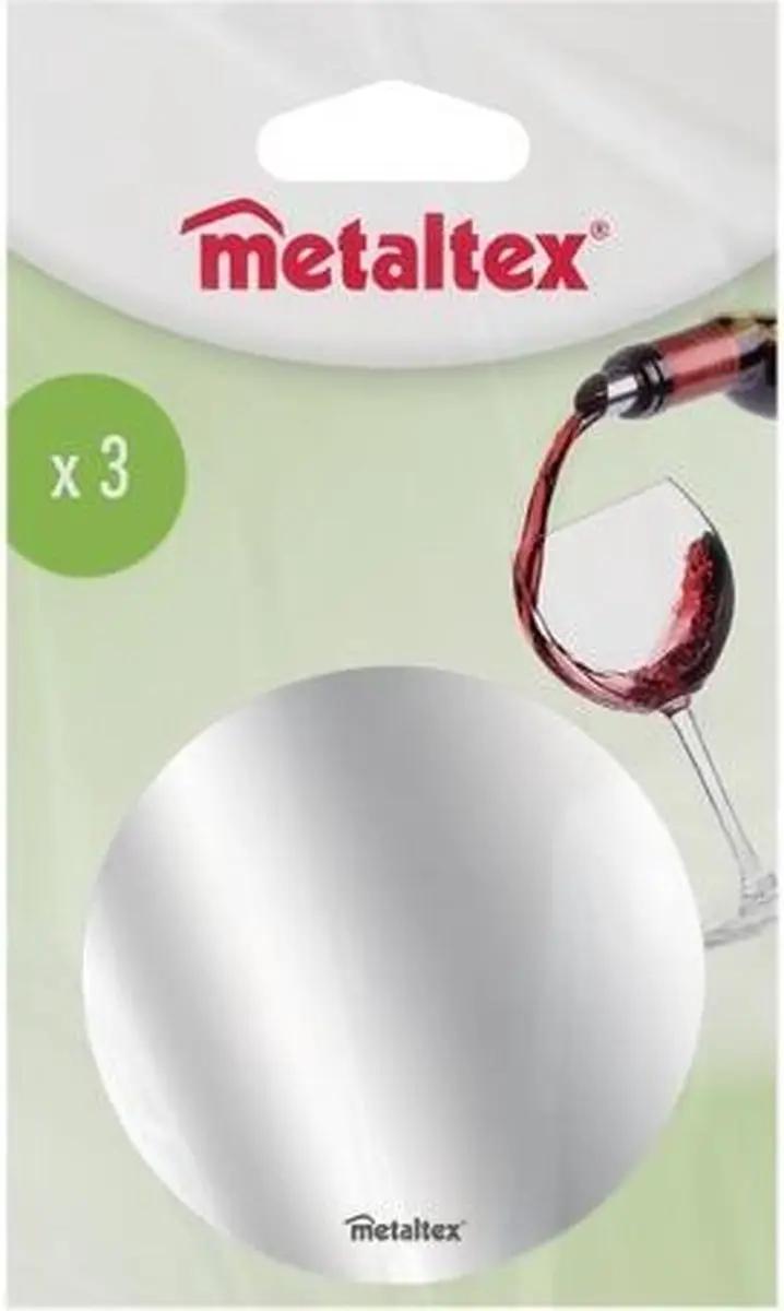 Metaltex Wijnschijven 7,5cm - Zilver - 3 Stuks - afbeelding 2 van 2