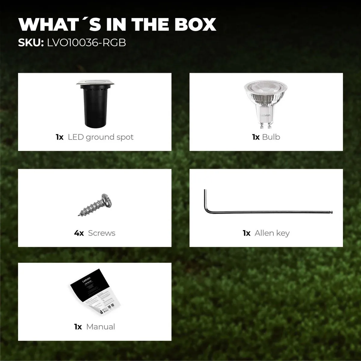 Ledvion SMART LED Grondspot IP67 1m - 9 Lichtpunten - Geborsteld RVS