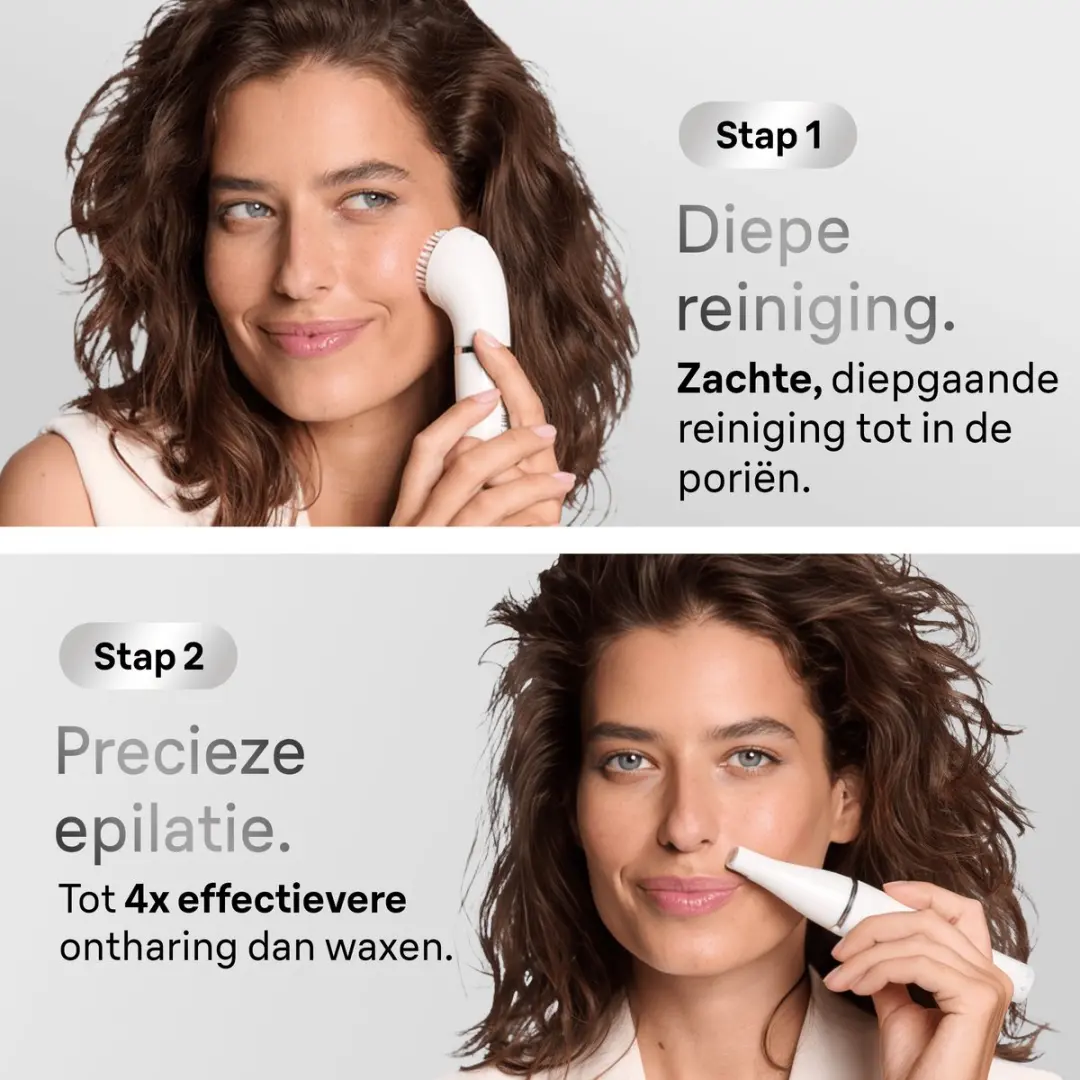 Braun FaceSpa 810 Gezichtsepilator & Reinigingssysteem - Wit/Zilver - afbeelding 6 van 6