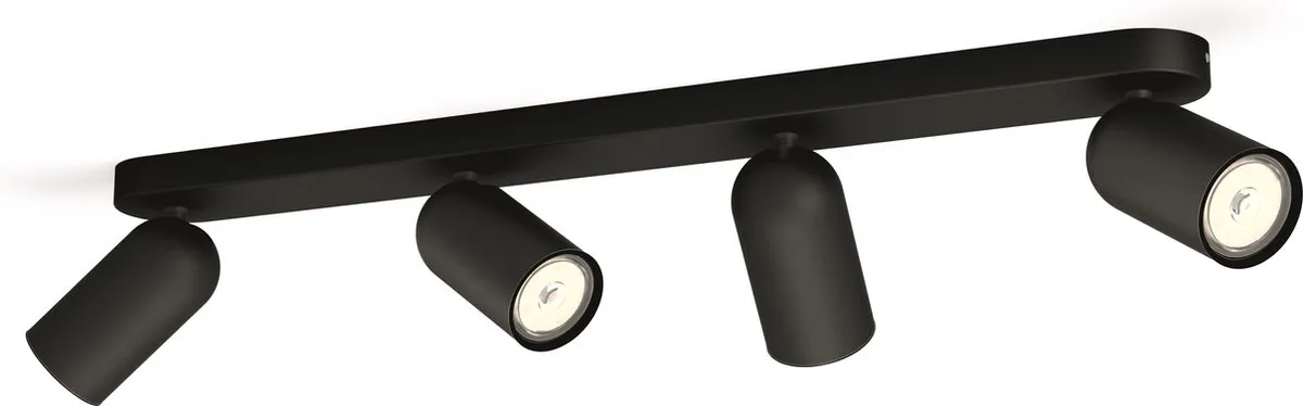 Philips Pongee Opbouwspot 4x GU10 - Zwart