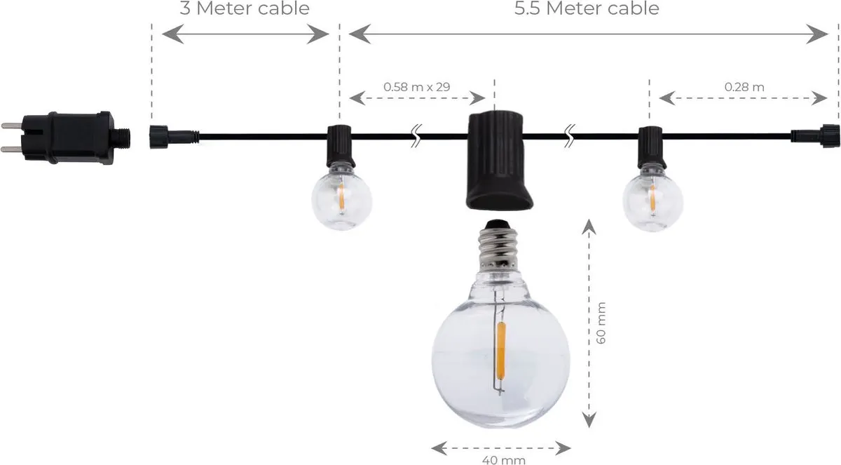 LEDVION Lichtsnoer 8.5M 10x E12 LED - 75 Stuks - IP44 - afbeelding 2 van 6