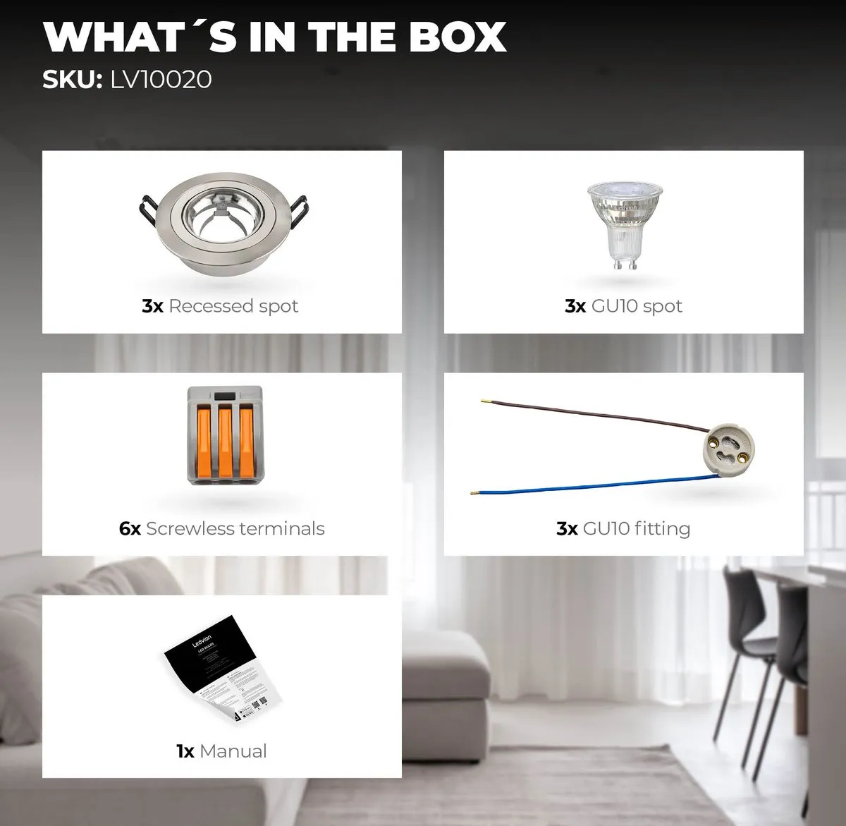Ledvion 3X LED Inbouwspot Tokyo - 3 Stuks - RVS - 3W - 2700K