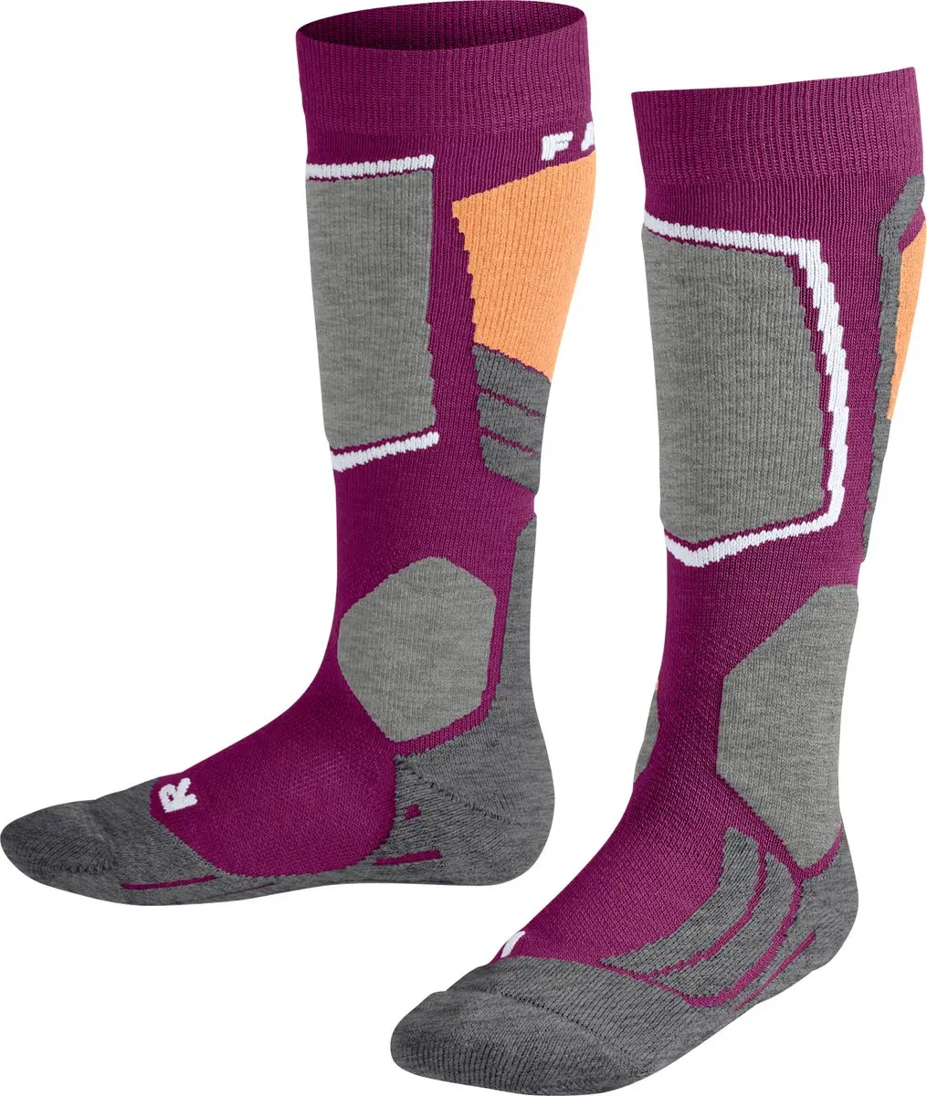 FALKE SK2 warm dik wol functioneel materiaal skisokken kinderen paars