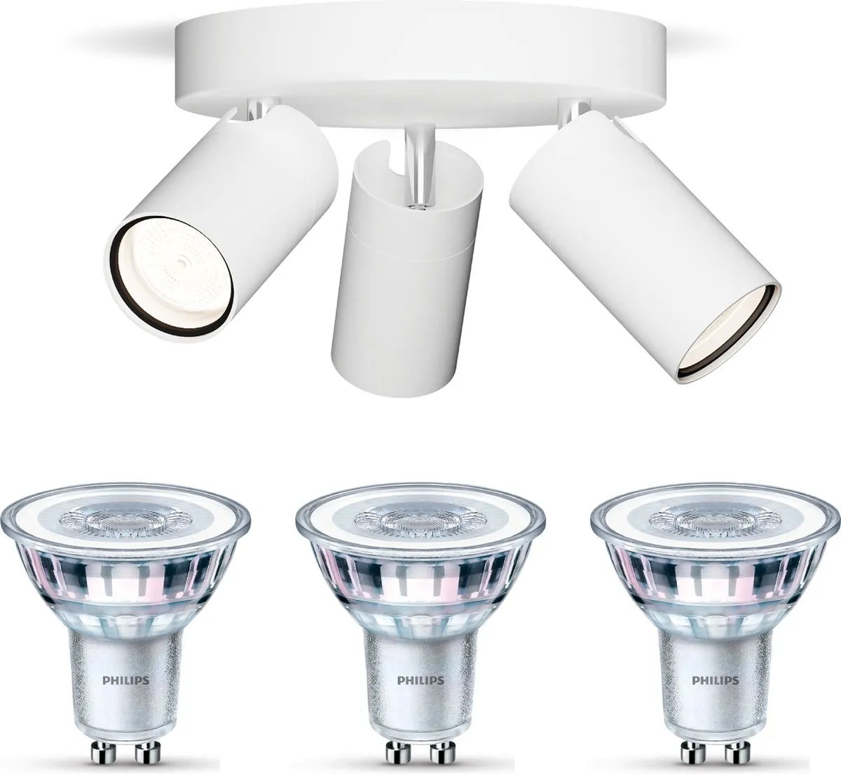 Philips Idris Opbouwspot 3x GU10 Warmwit - 19,6cm Wit