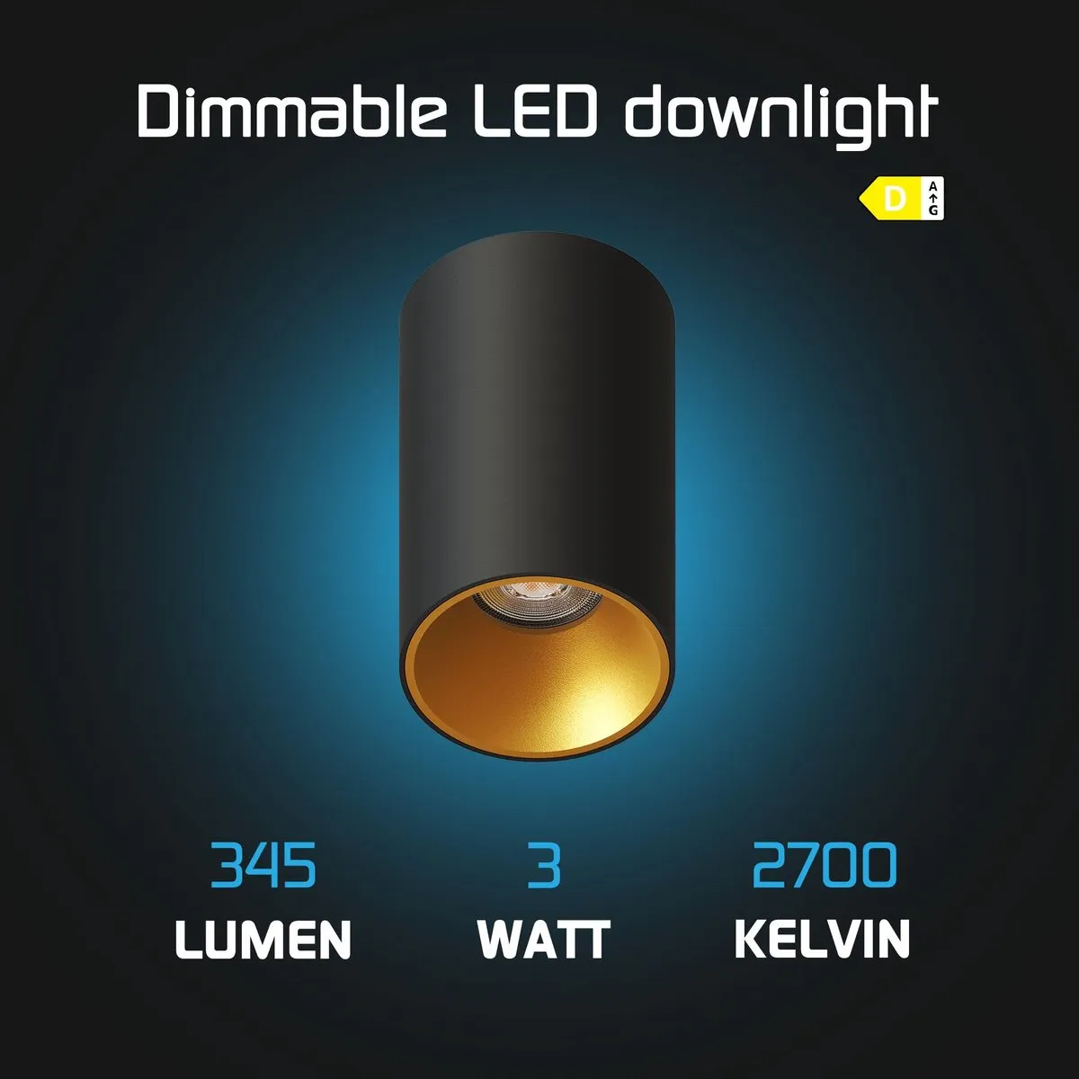 LEDVION LED Opbouwspot Rond Ø80mm - Zwart/Goud 3W