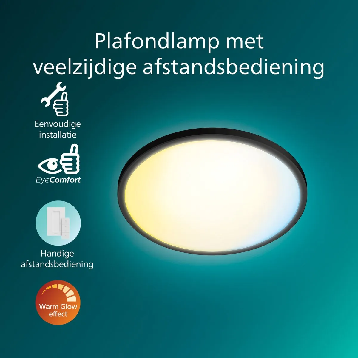 Philips SuperSlim All-In-One Plafondlamp 16W - Zwart