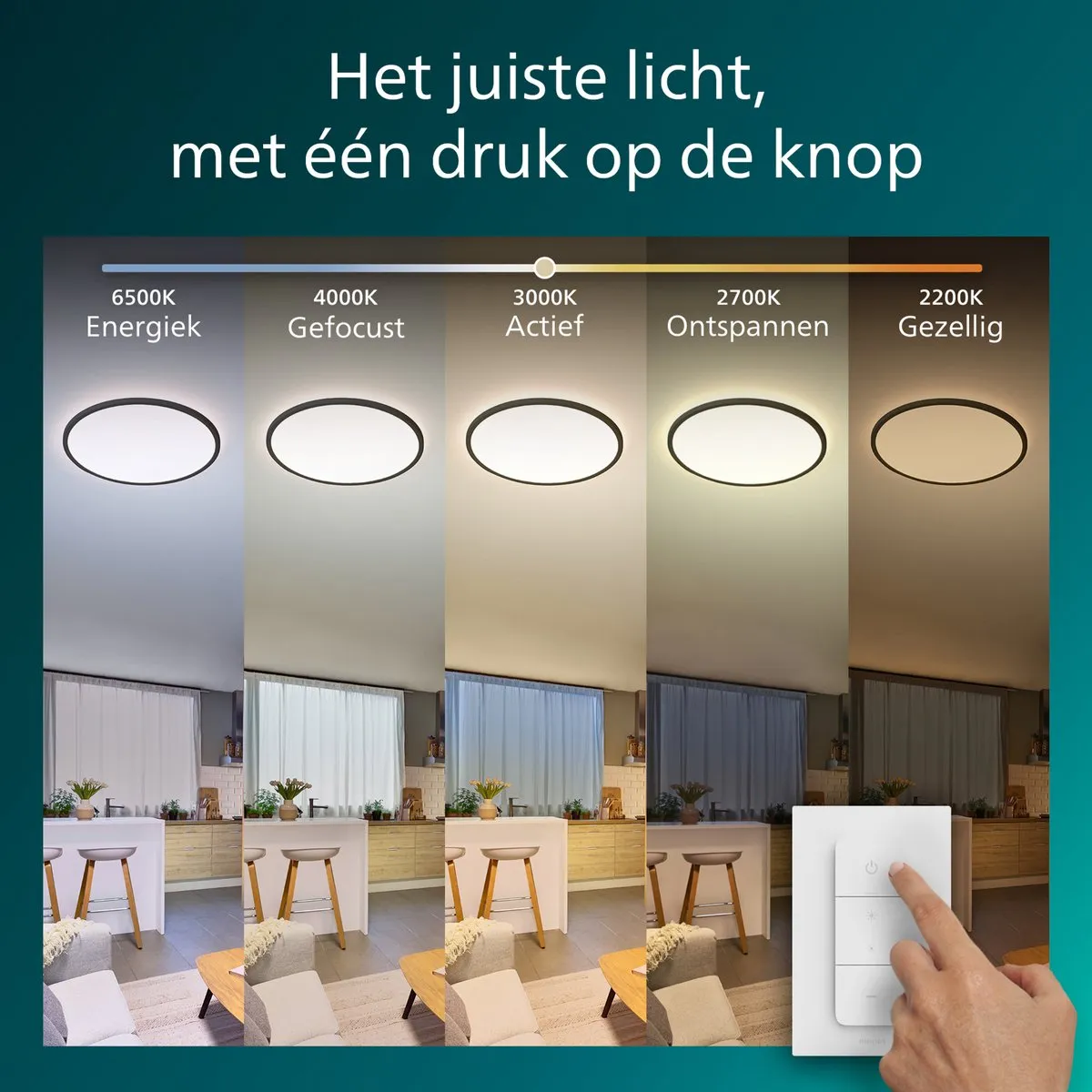 Philips SuperSlim All-In-One Plafondlamp 16W - Zwart