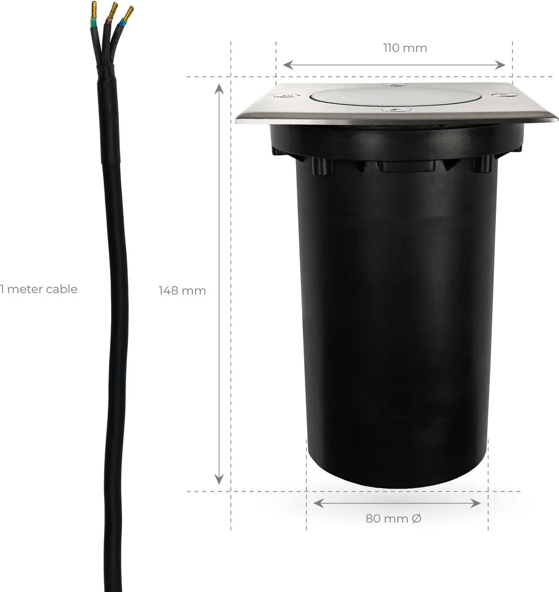 Ledvion 3x LED Grondspot 5W 2700K GU10 IP67 - Geborsteld RVS