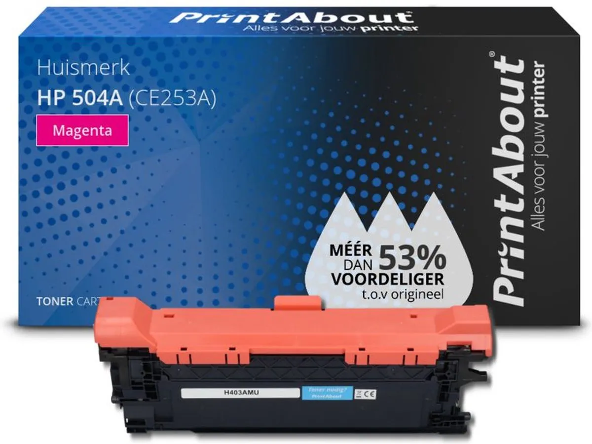 PrintAbout HP 504A CE253A Toner Magenta - 8.000 pagina's