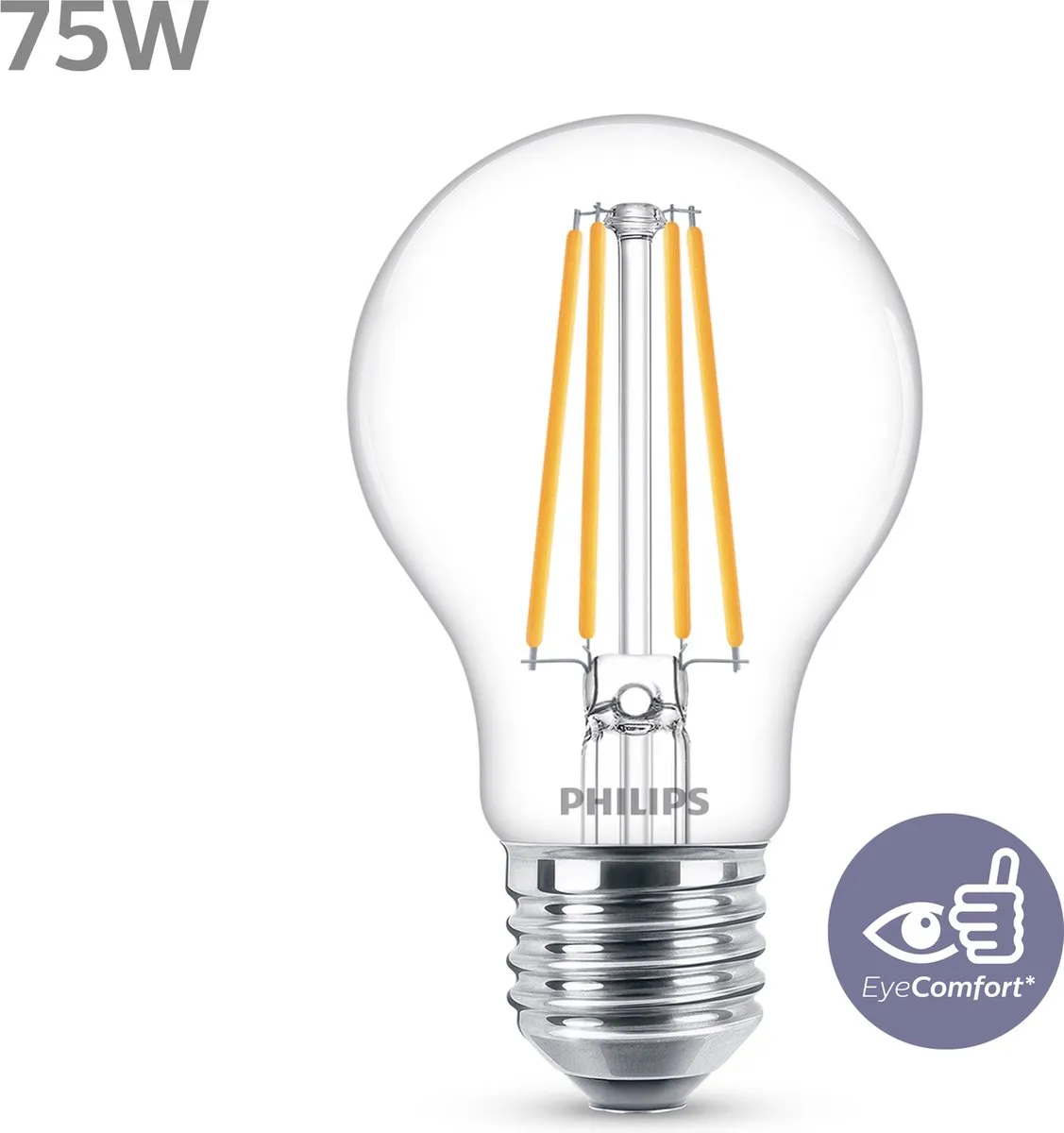 Philips LED Lamp Transparant 8.5W E27 - Warmwit