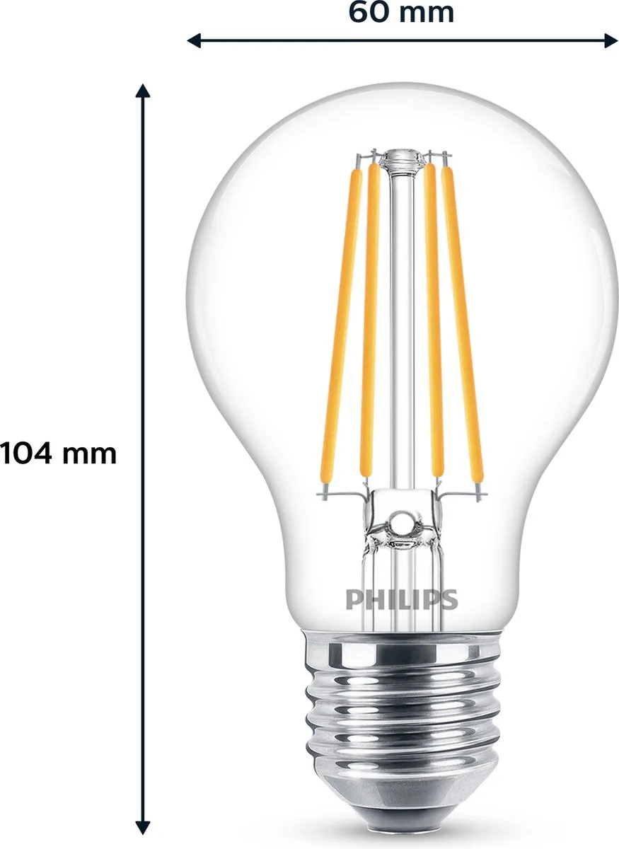 Philips LED Lamp Transparant 8.5W E27 - Warmwit