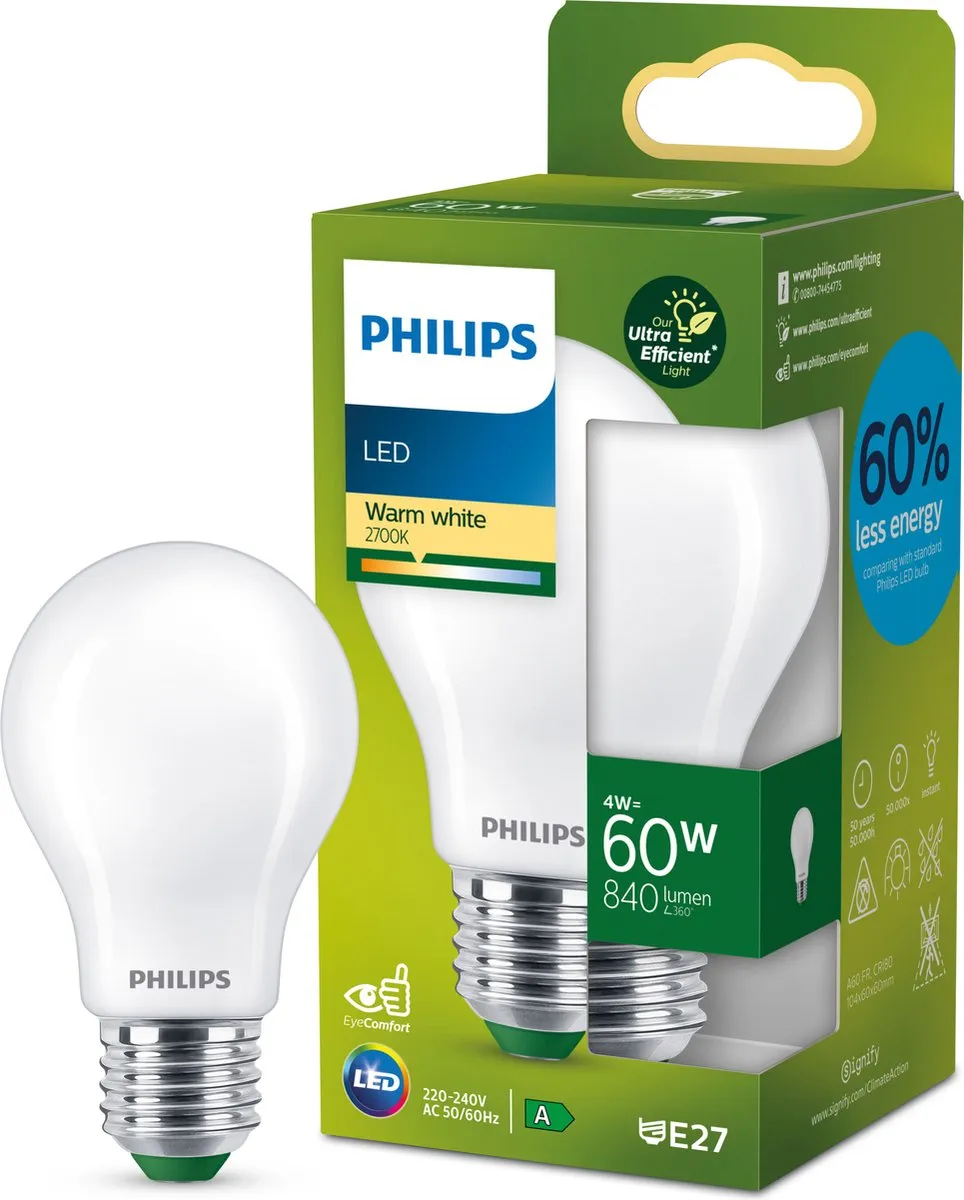 Philips Ultra Efficient LED Matlamp 4W E27
