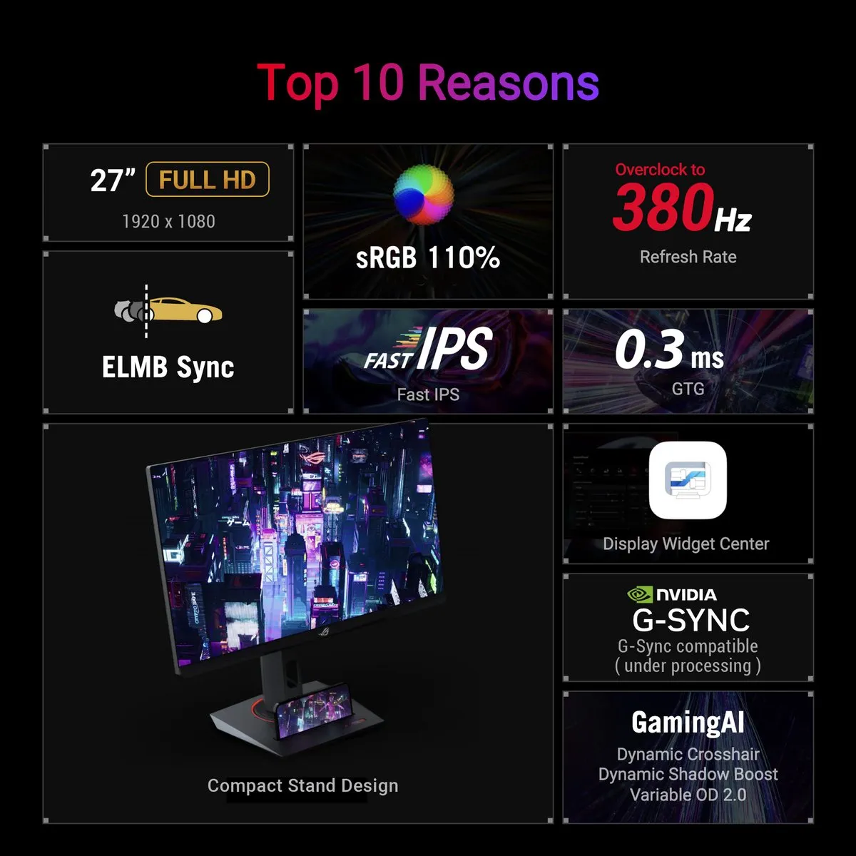 ASUS ROG Strix XG279CNS Gaming Monitor 27" - 380Hz - 0.3ms
