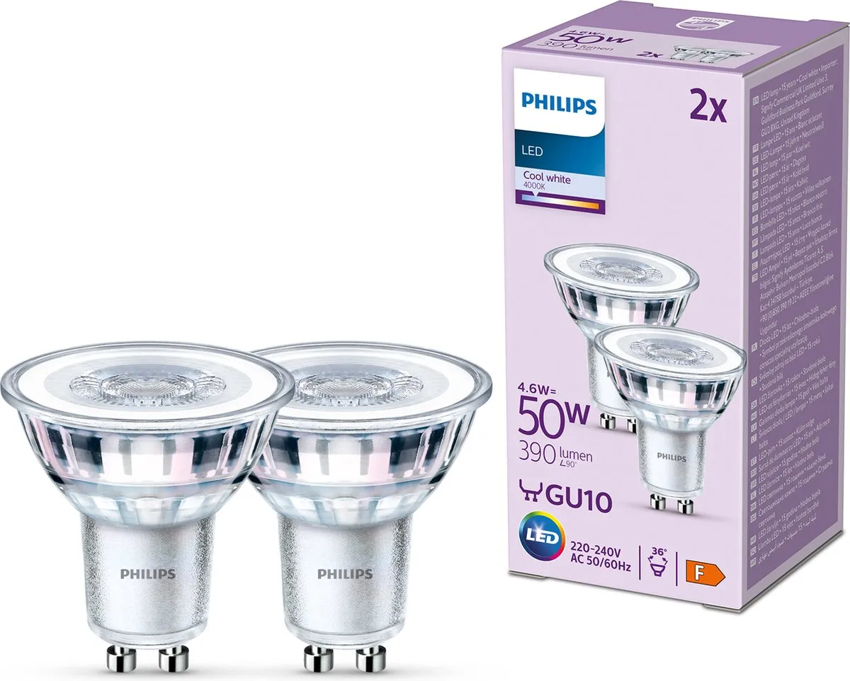 Philips LED Spot GU10 4.6W Koelwit