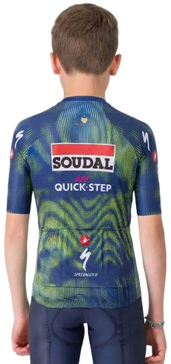 Castelli Soudal Quick-Step 2026 Aero Wielertrui - 12 Jaar - Blauw/Limoen - afbeelding 2 van 2