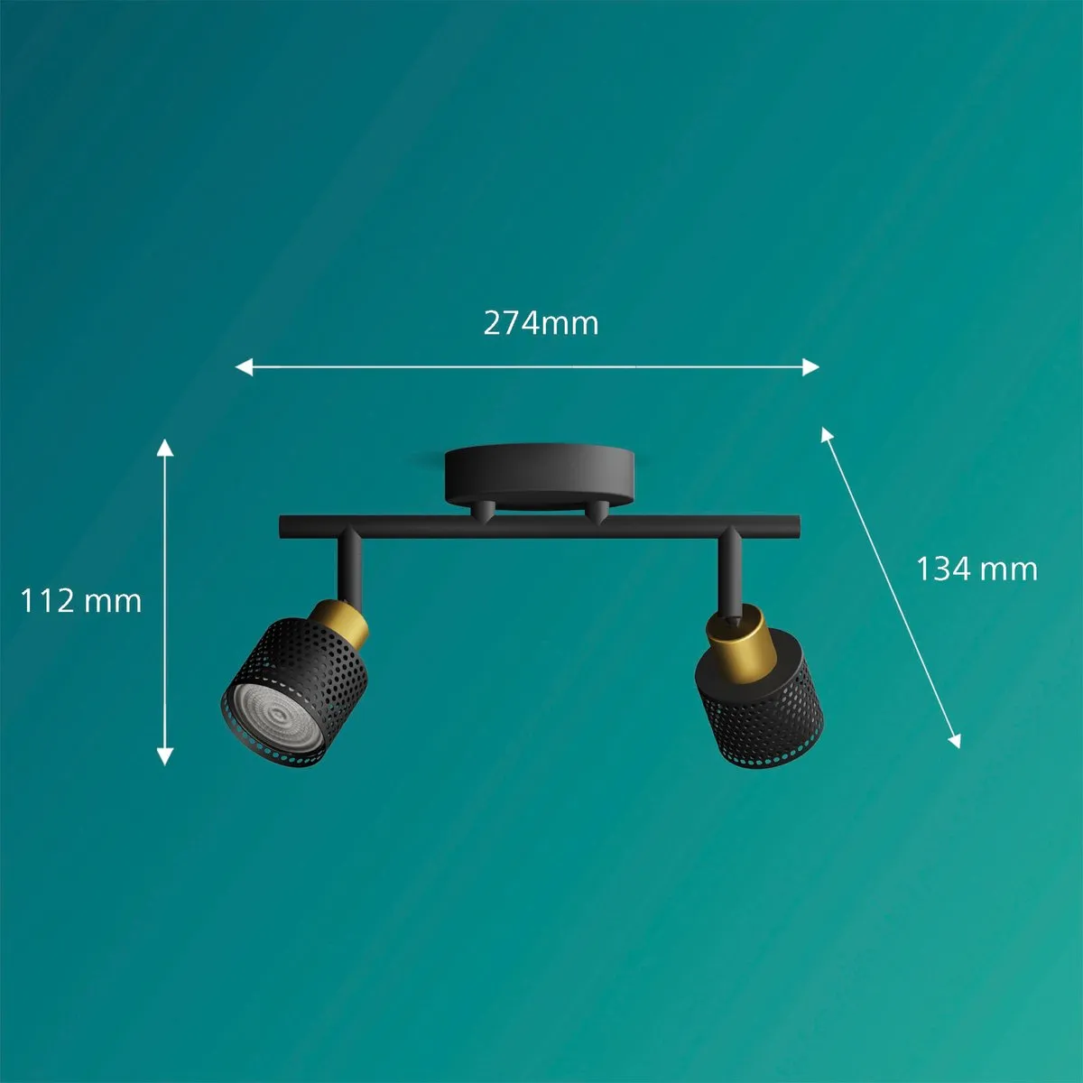 Philips Niall Opbouwspot GU10 - Warmwit 2700K - Zwart/Goud