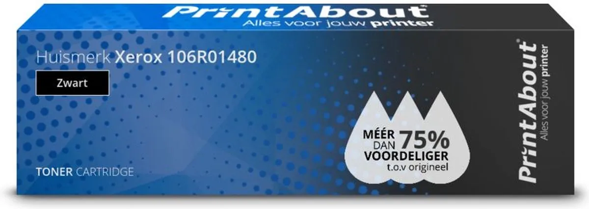 PrintAbout Huismerk Xerox 106R01480 Toner Zwart - 2.250 Pagina's