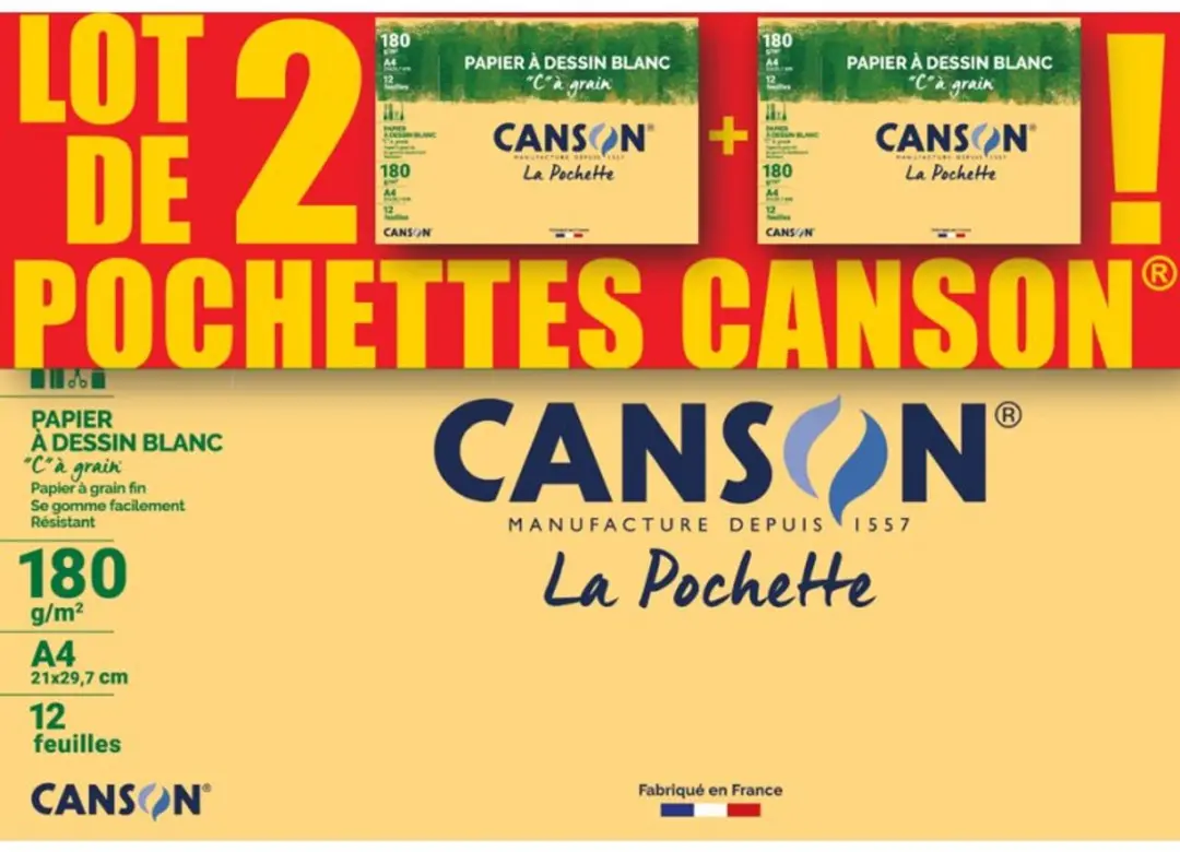 CANSON tekenpapier C à Grain & Mi-Teintes, 2-delige set, 240 × 320 mm, 24 vel
