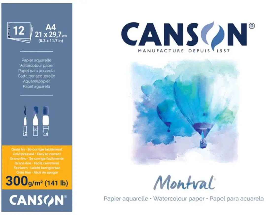 CANSON aquarelblok Montval, A5 148×210 mm, 300 g/m², 70 vel