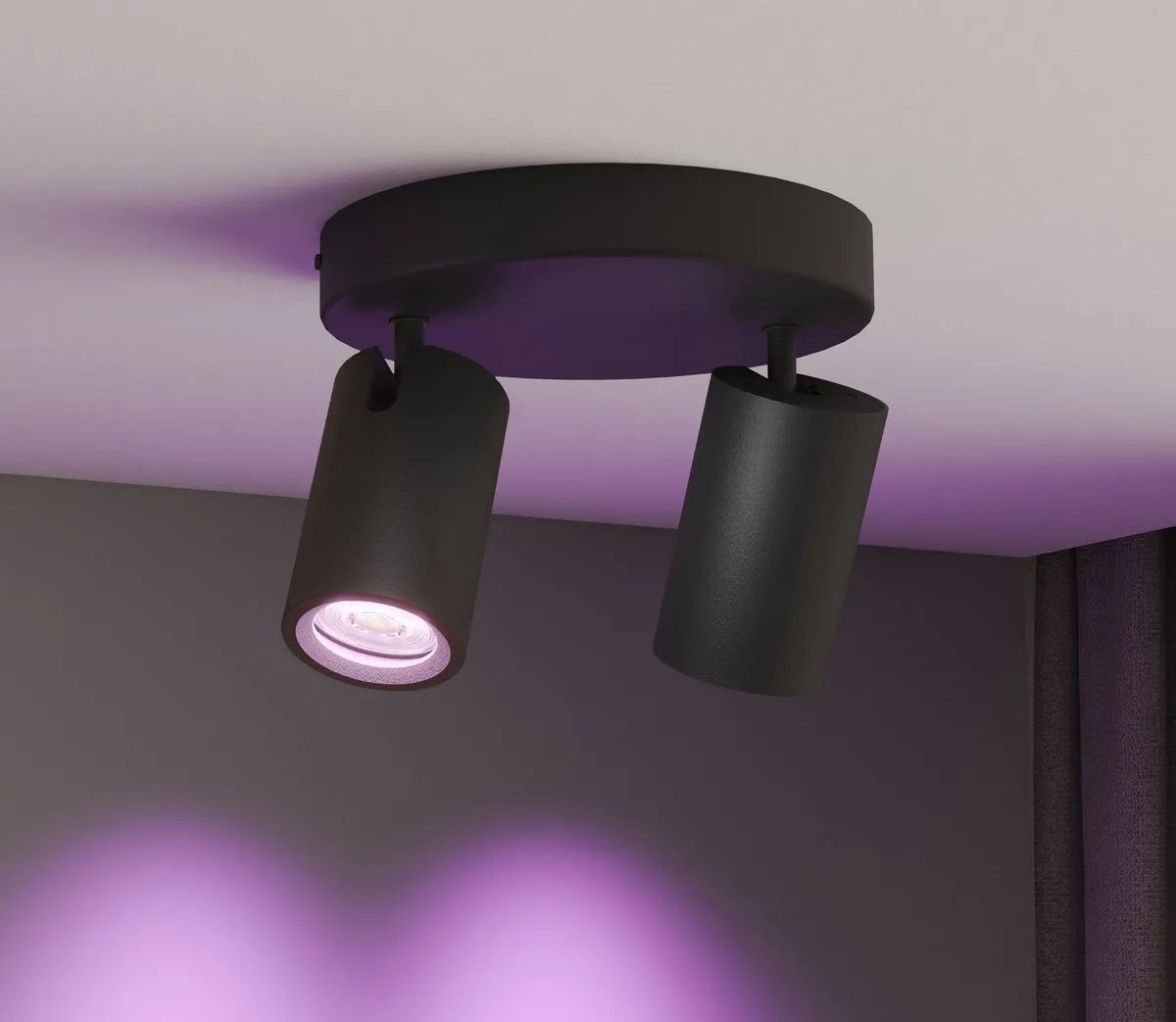 LEDVION SMART LED Plafondspot 2-lichts RGB+CCT 4.9W - Zwart