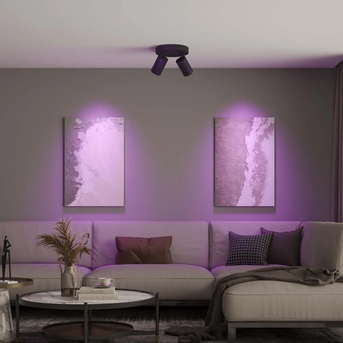 LEDVION SMART LED Plafondspot 2-lichts RGB+CCT 4.9W - Zwart - afbeelding 6 van 6