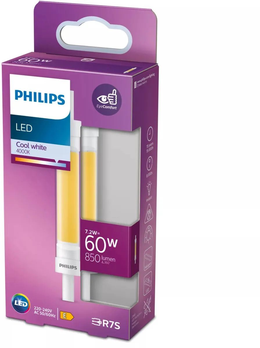 Philips LED Staaflamp Transparant 60W R7S