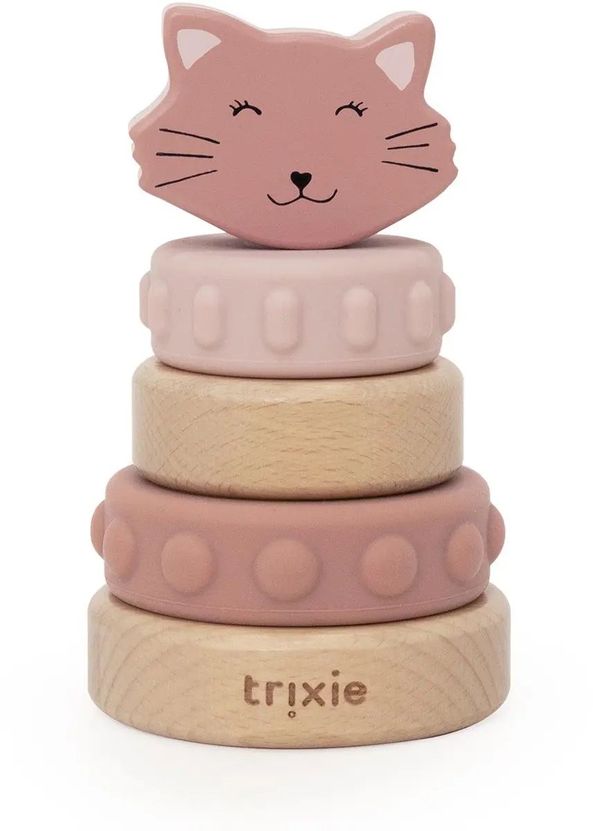 Trixie Houten Stapeltoren met Siliconen Ringen Mrs. Cat