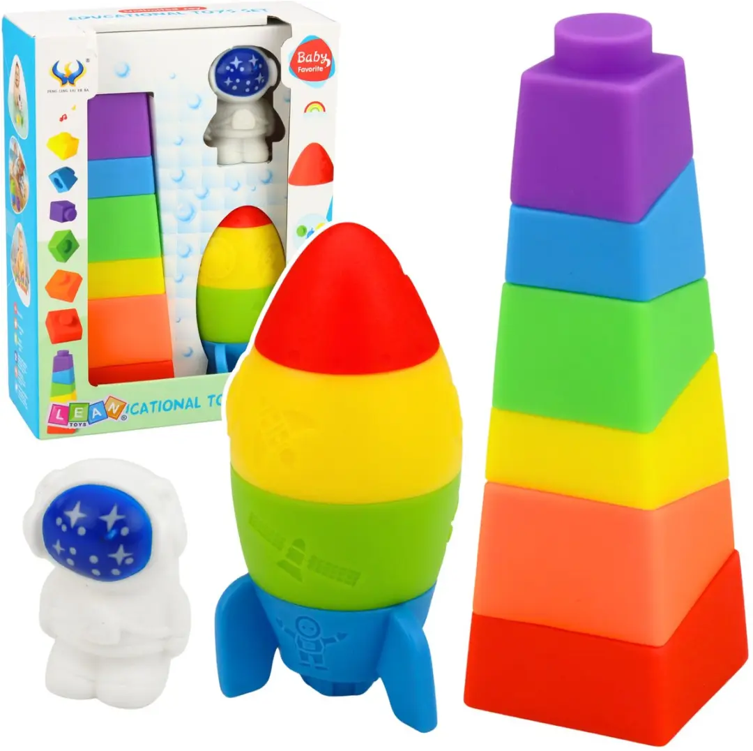 LEAN TOYS Rubberblokken Torenraket Kosmonaut