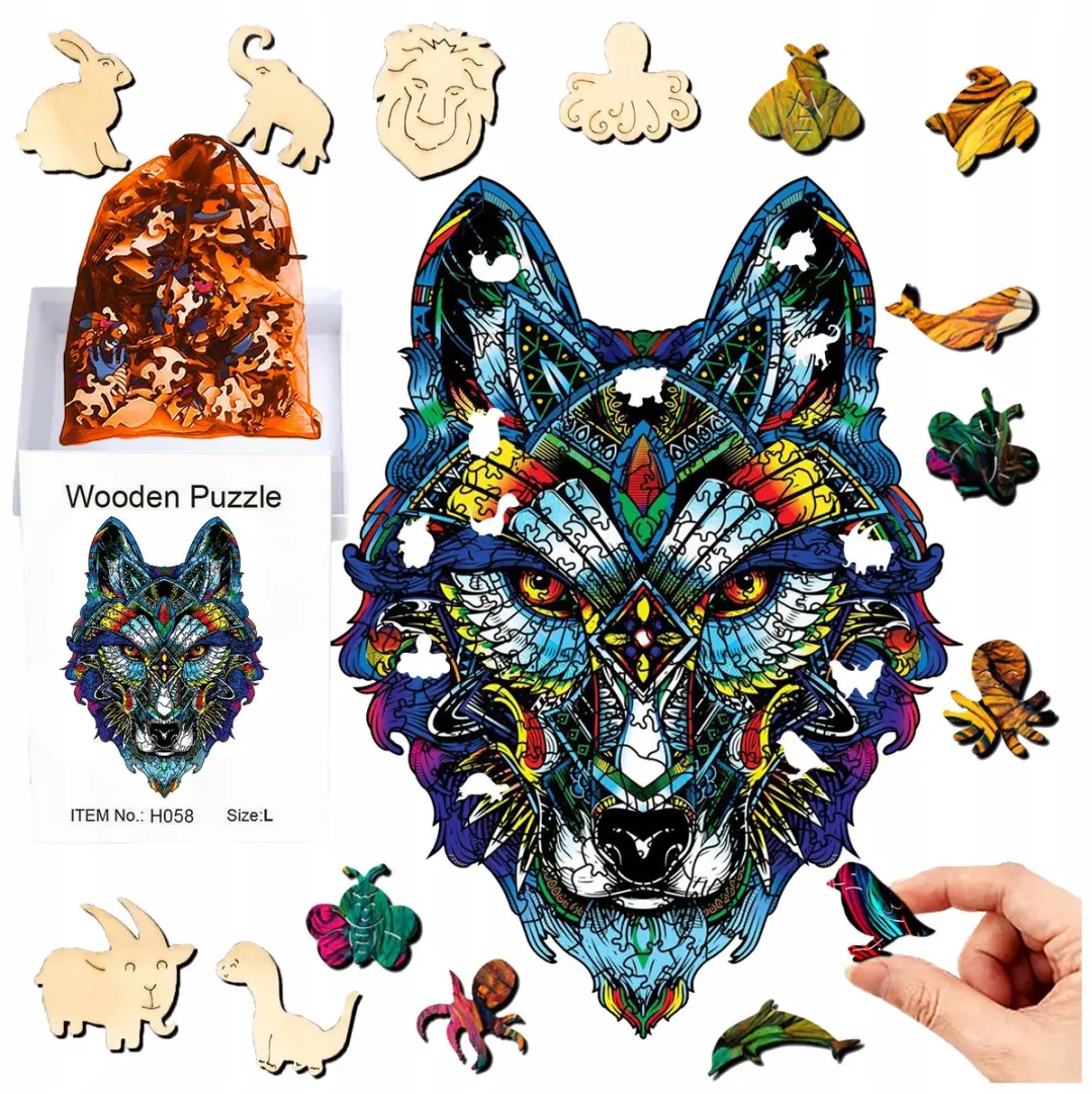 Houten Wolf Puzzel A4