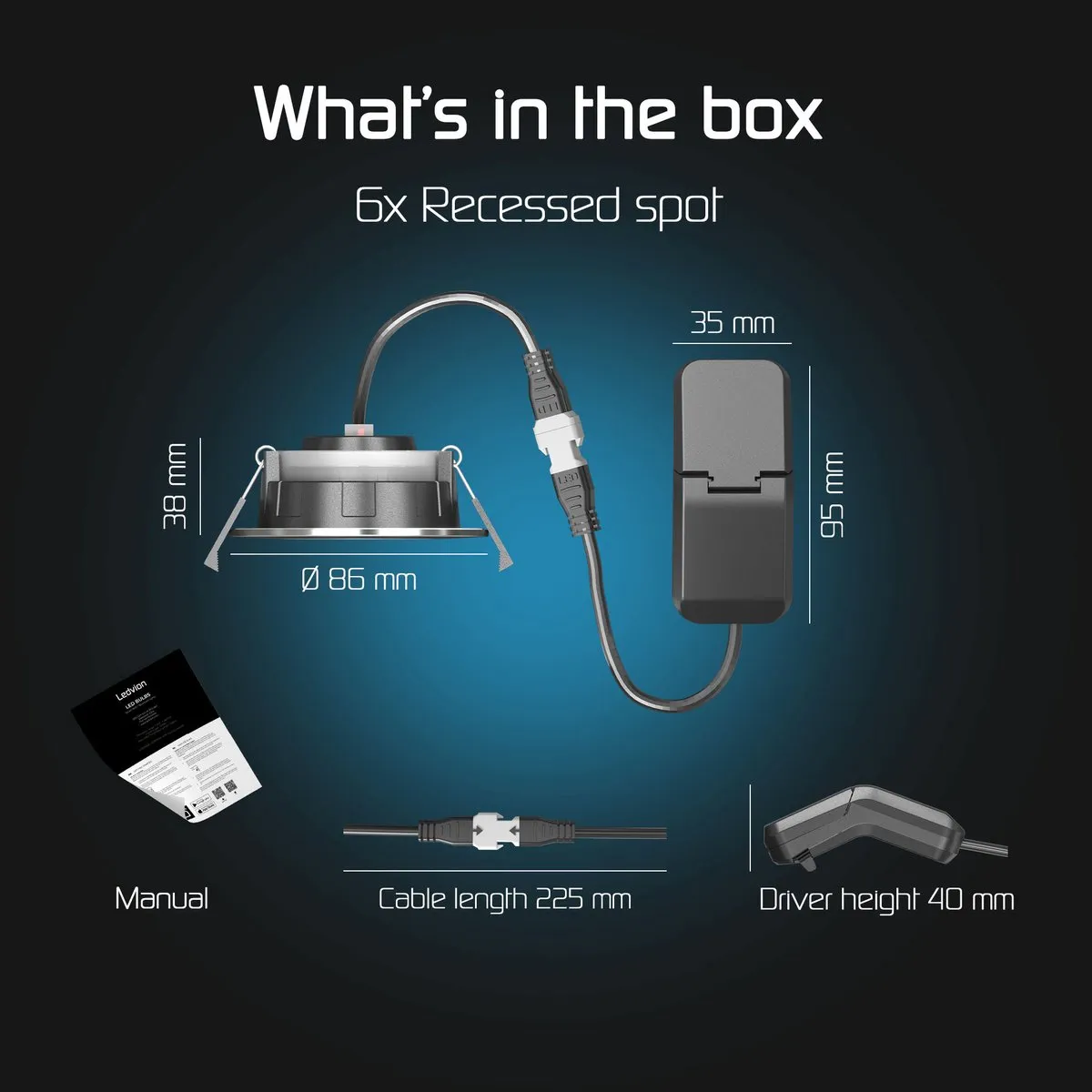 Ledvion - 6x LED Inbouwspot - Nikkel - 3W - CCT 2200K-4000K - Ø86mm - Dimbaar - RVS - IP65