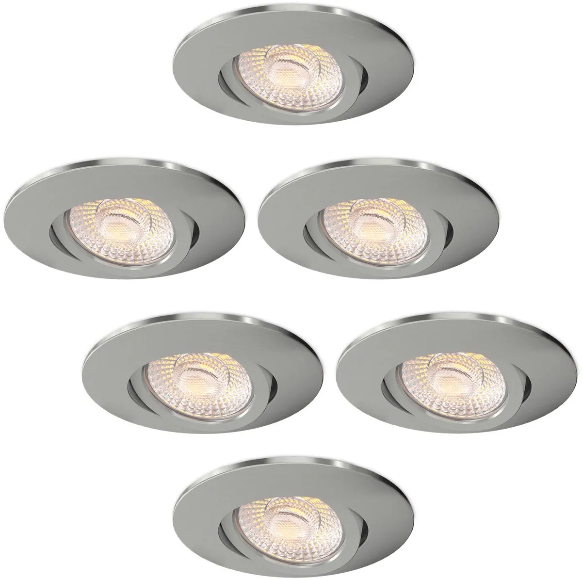 Ledvion - 6x LED Inbouwspot - Nikkel - 3W - CCT 2200K-4000K - Ø86mm - Dimbaar - RVS - IP65