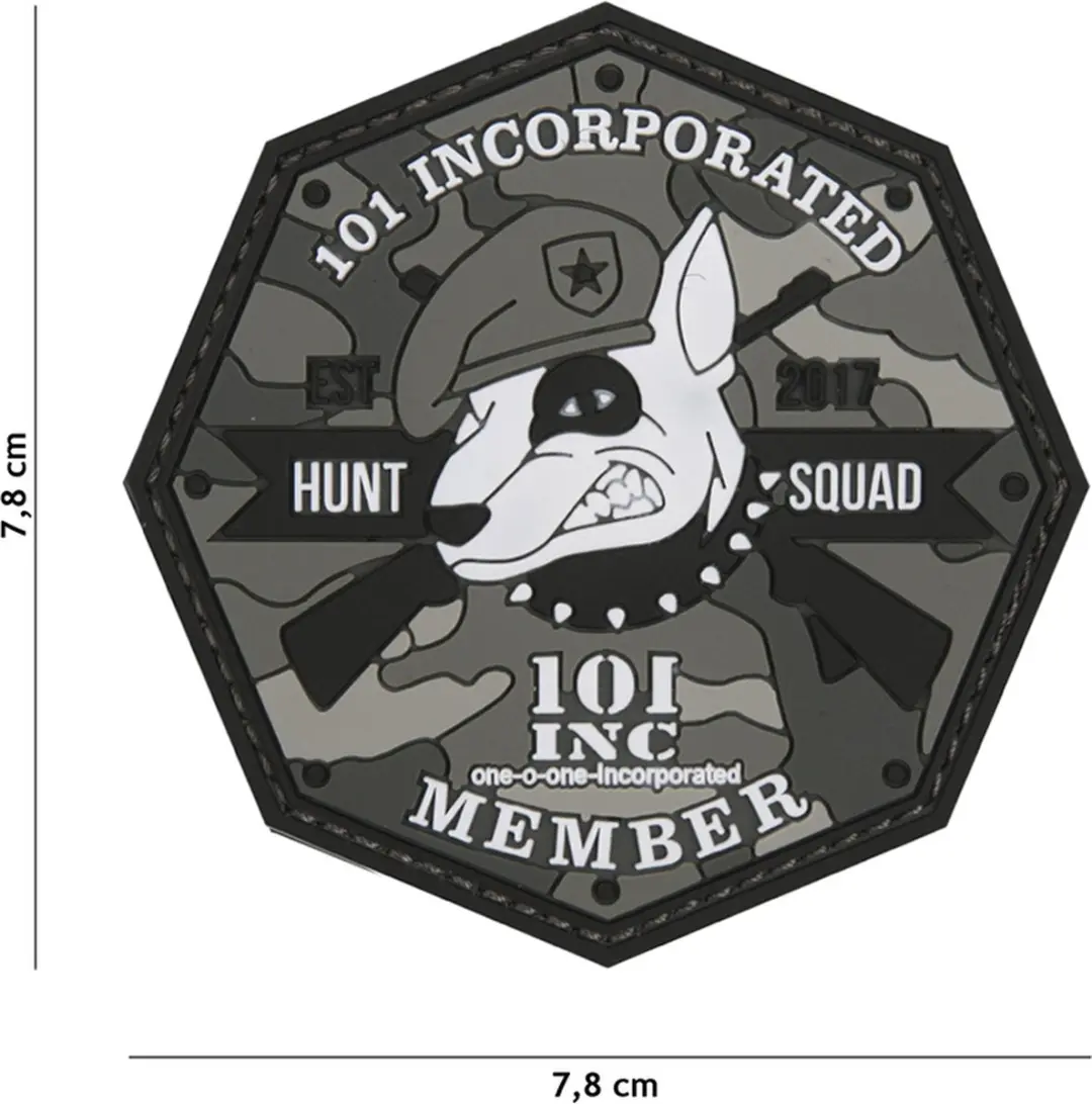 Embleem 3D PVC Hunt squad grijs