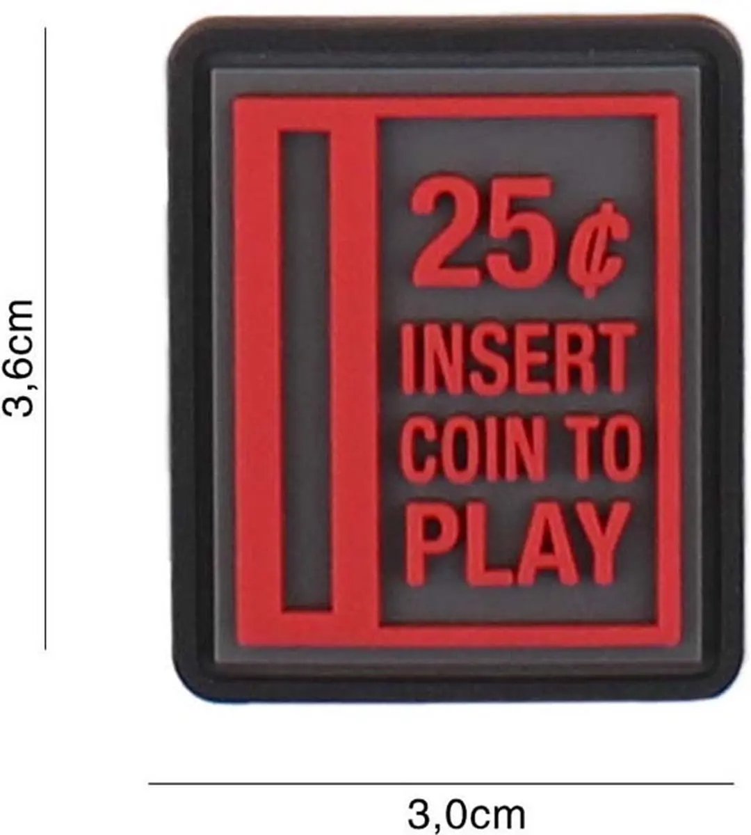 Embleem 3D PVC Insert coin to play rood