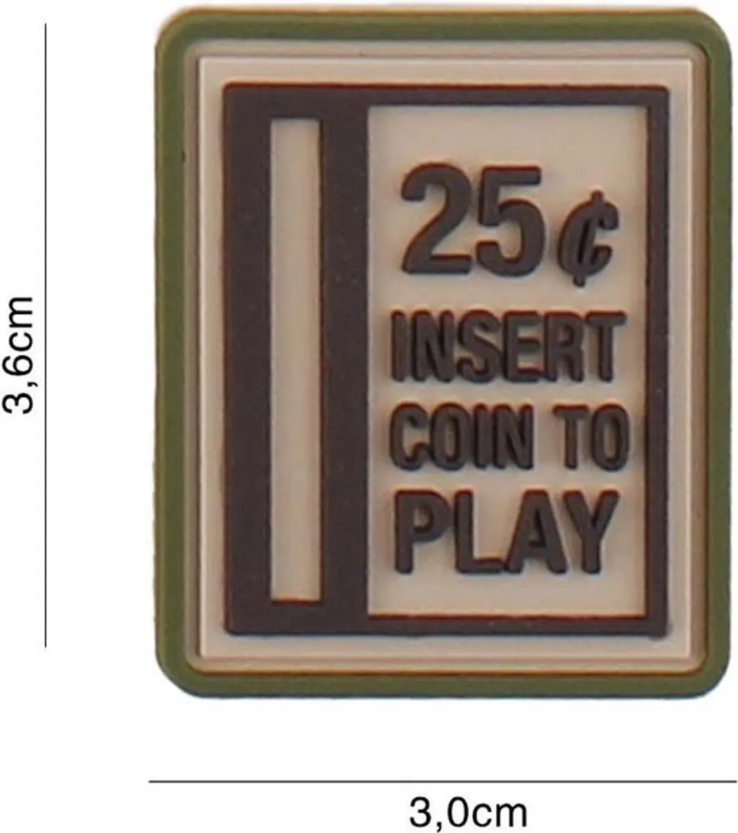 Embleem 3D PVC Insert coin to play beige