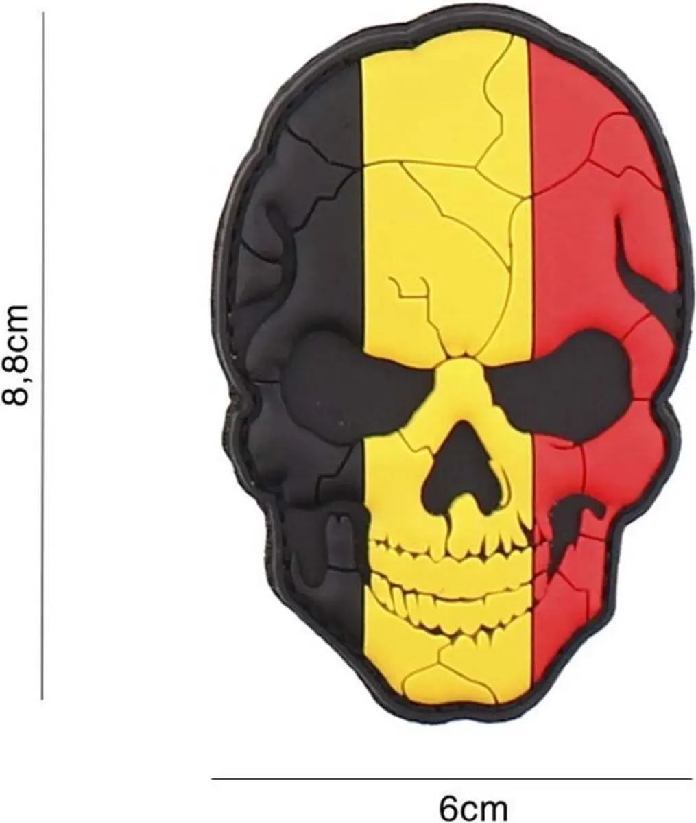 Embleem 3D PVC Skull België Cracked