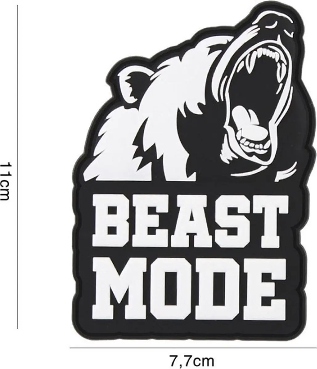 Embleem 3D PVC Beast Mode Zwart