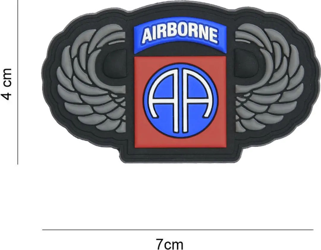 Embleem 3D PVC 82nd Airborne zilveren wings