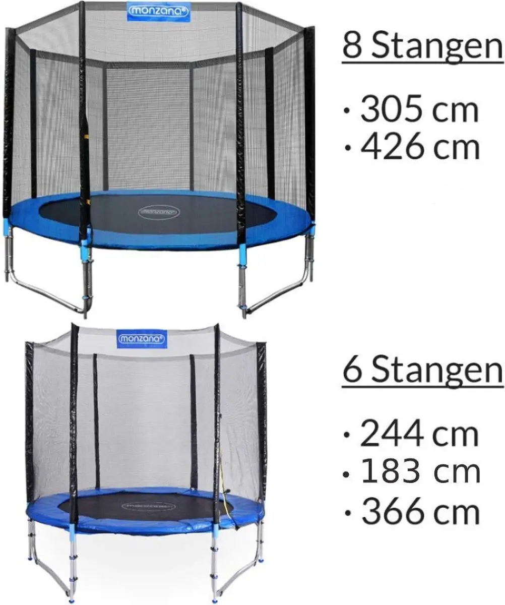 Monzana Veiligheidsnet Trampoline 183cm - 6 Poten - Zwart