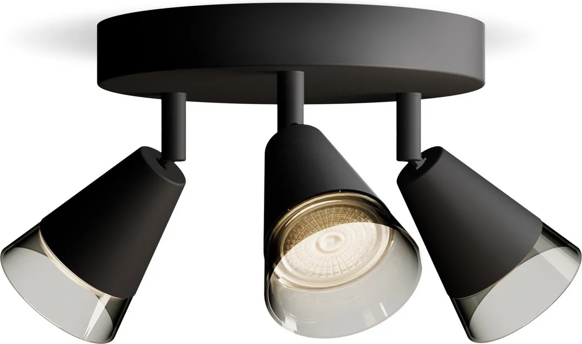 Philips Cleft Opbouwspot 3x GU10 - Warmwit - Zwart