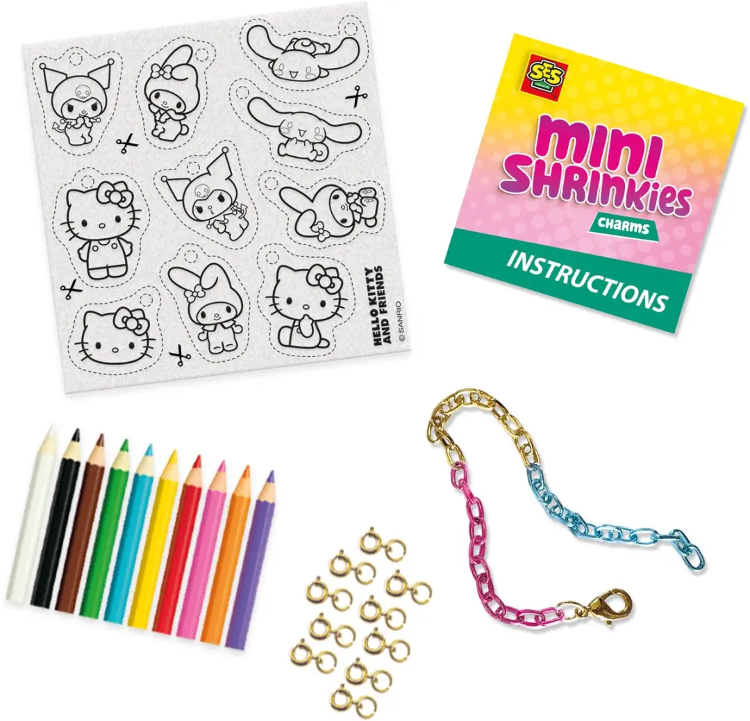 SES Creative Hello Kitty Mini Shrinkies Charms - 20 Stuks - Meerkleurig