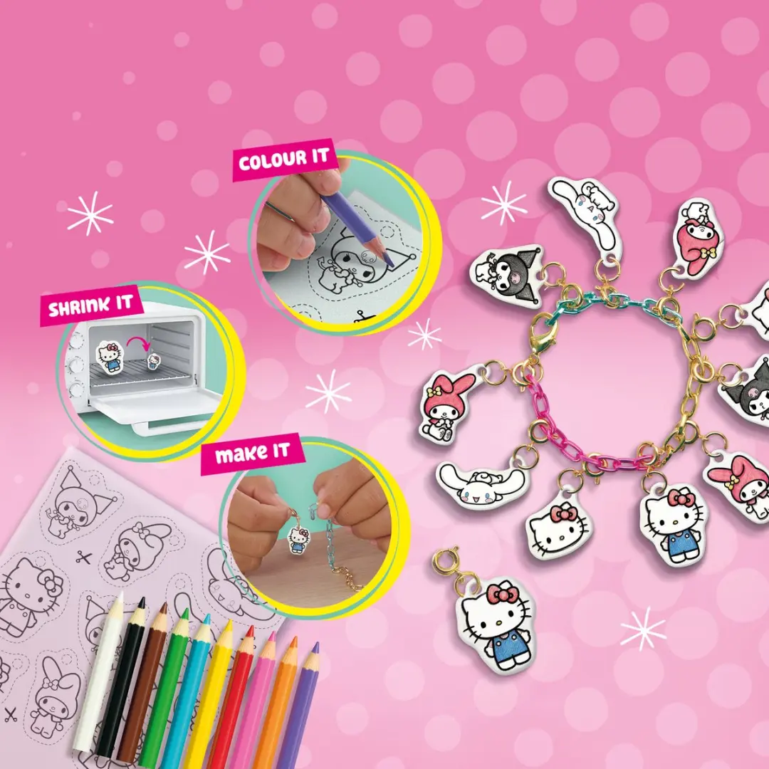 SES Creative Hello Kitty Mini Shrinkies Charms - 20 Stuks - Meerkleurig