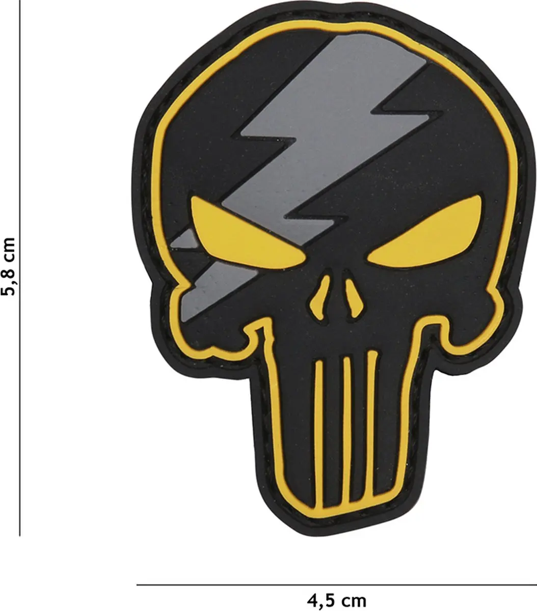 Embleem 3D PVC Punisher thunder geel