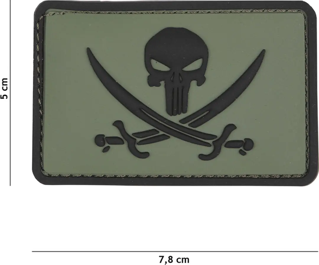 Embleem 3D PVC Punisher pirate groen