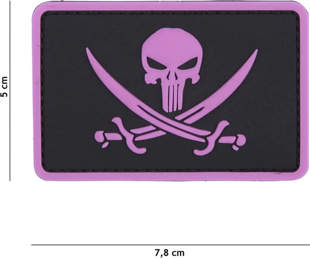 Embleem 3D PVC Punisher pirate roze