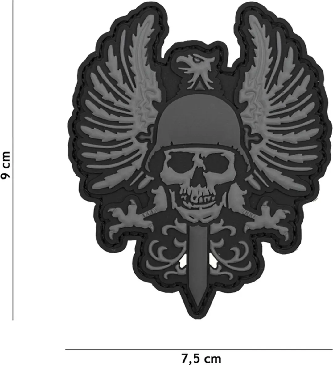 Embleem 3D PVC Spaanse skull grijs
