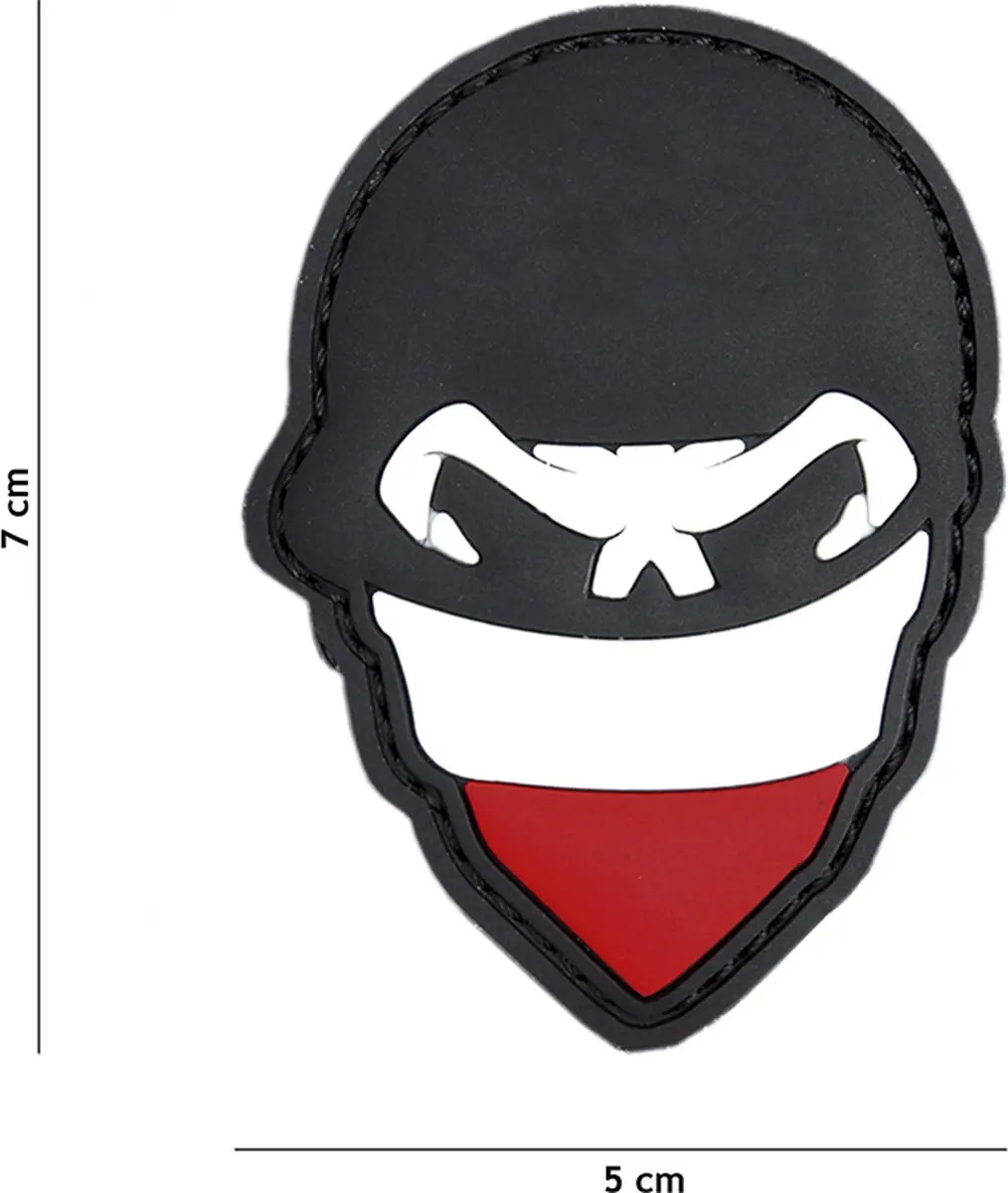 Embleem 3D PVC Polish skull balaclaca rood