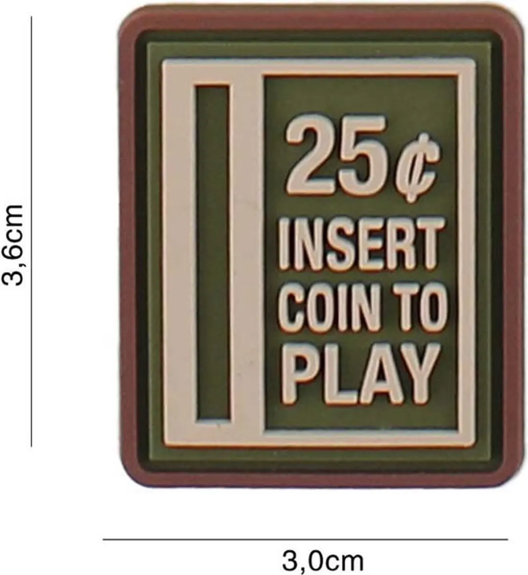 Embleem 3D PVC Insert coin to play groen