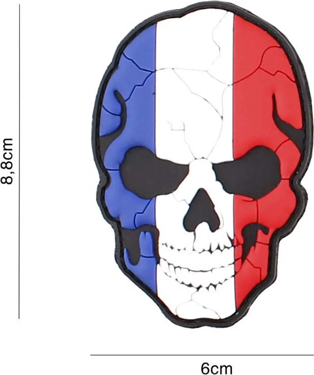 Embleem 3D PVC Skull Frankrijk cracked