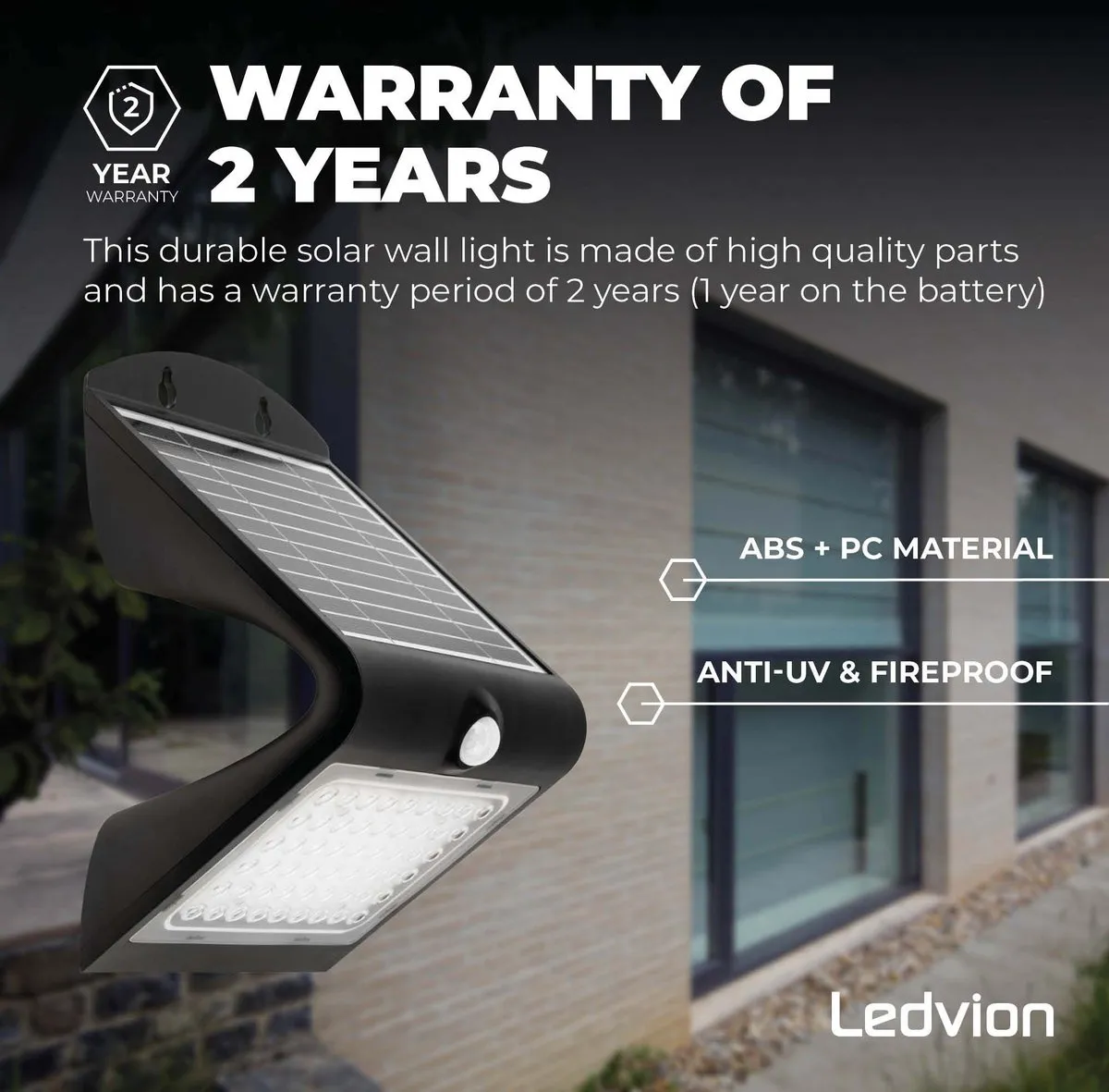 Ledvion Solar LED Wandlamp 4W 3000K IP65 - Zwart